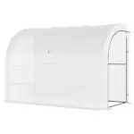 Outsunny 10' x 5' x 7' Lean-to Walk-in Greenhouse, White PE Cover, with 2 Roll-up Doors, Windows and 3 Wire Shelves, Plant Nursery - Image 9