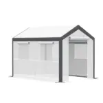 10' x 7' Walk-In Tunnel Greenhouse Garden Hot House withRoll-Up Windows Zippered Door White/Dark Grey Gardening Essentials