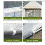 10' x 7' Walk-In Tunnel Greenhouse Garden Hot House withRoll-Up Windows Zippered Door White/Dark Grey Gardening Essentials - Image 5