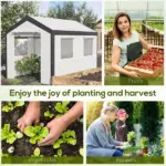 10' x 7' Walk-In Tunnel Greenhouse Garden Hot House withRoll-Up Windows Zippered Door White/Dark Grey Gardening Essentials - Image 7
