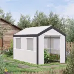 10' x 7' Walk-In Tunnel Greenhouse Garden Hot House withRoll-Up Windows Zippered Door White/Dark Grey Gardening Essentials - Image 10