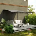 10' x 8' Outdoor Pergola and Patio Gazebo for Garden, Camper, Deck, Doors and Windows, Dark Gray - Image 10