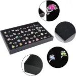 100 Slot Jewelry Ring Display Organizer Tray with Clear Cover - Image 11