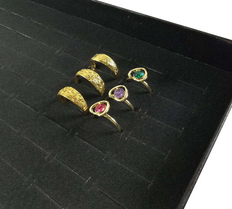 100 Slot Jewelry Ring Display Organizer Tray with Clear Cover