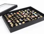 100 Slot Jewelry Ring Display Organizer Tray with Clear Cover - Image 2