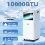 HOMCOM 10000 BTU Mobile Air Conditioner for Cooling and Dehumidifying, Remote Control, 24H Timer, LED Display, White - Image 2