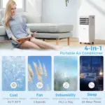 HOMCOM 10000 BTU Mobile Air Conditioner for Cooling and Dehumidifying, Remote Control, 24H Timer, LED Display, White - Image 4
