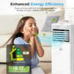 HOMCOM 10000 BTU Mobile Air Conditioner for Cooling and Dehumidifying, Remote Control, 24H Timer, LED Display, White - Image 5