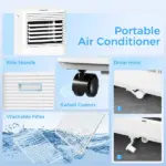 HOMCOM 10000 BTU Mobile Air Conditioner for Cooling and Dehumidifying, Remote Control, 24H Timer, LED Display, White - Image 9