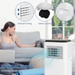 HOMCOM 10,000 BTU Moible Air Conditioner 440 Sq. Ft., Dehumidifier Fan Auto Sleep with 24H Timer On/Off, Window Kit, White - Image 4
