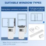 HOMCOM 10,000 BTU Moible Air Conditioner 440 Sq. Ft., Dehumidifier Fan Auto Sleep with 24H Timer On/Off, Window Kit, White - Image 9