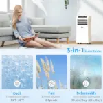 HOMCOM 10000 BTU Portable Air Conditioner for Rooms Up to 441 Sq. Ft., 3-in-1 AC Unit with Cooling Fan, Dehumidifier, Sleep Mode, Remote Control - Image 4