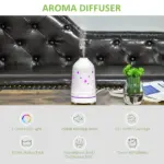 HOMCOM 100mL Essential Oil Diffuser and Humidifier with 7 Color LED and Timer - Image 5