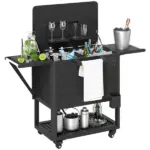 Outsunny 104 Quart Large Capacity Outdoor Cooler Cart, Patio Rolling Ice Chest with Bottle Opener Shelves Wheels, Black - Image 11