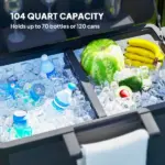 Outsunny 104 Quart Large Capacity Outdoor Cooler Cart, Patio Rolling Ice Chest with Bottle Opener Shelves Wheels, Black - Image 4