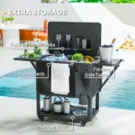 Outsunny 104 Quart Large Capacity Outdoor Cooler Cart, Patio Rolling Ice Chest with Bottle Opener Shelves Wheels, Black - Image 6