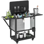 Outsunny 104 Quart Large Capacity Outdoor Cooler Cart, Patio Rolling Ice Chest with Bottle Opener Shelves Wheels, Gray - Image 11