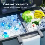 Outsunny 104 Quart Large Capacity Outdoor Cooler Cart, Patio Rolling Ice Chest with Bottle Opener Shelves Wheels, Gray - Image 4