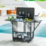 Outsunny 104 Quart Large Capacity Outdoor Cooler Cart, Patio Rolling Ice Chest with Bottle Opener Shelves Wheels, Gray - Image 6