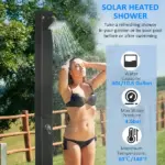 Outsunny 10.6 Gallons Solar Heated Shower w/ Free-Rotating Shower Head, Temperature Adjustment and Foot Shower - Image 4