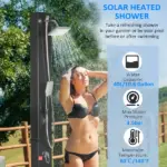 10.6 Gallon Solar Heated Outdoor Shower with Rainfall and Handheld Heads, 7 ft - Image 4