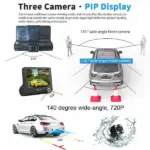 4 Inch 3 Channel 1080P Dash Cam with Front Cabin and Rear Cameras - Image 6