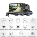 4 Inch 3 Channel 1080P Dash Cam with Front Cabin and Rear Cameras - Image 8