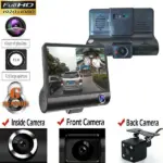 4 Inch 3 Channel 1080P Dash Cam with Front Cabin and Rear Cameras - Image 3