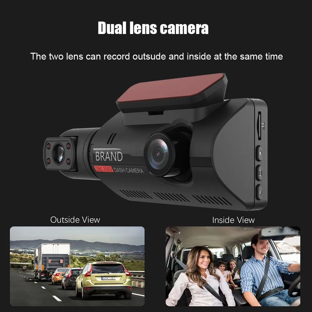 1080P Dual Lens Dash Cam with Front and Interior Cameras and G Sensor