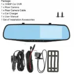 4.3 Inch 1080P Rearview Mirror Dual Dash Cam with Front and Rear Cameras - Image 12