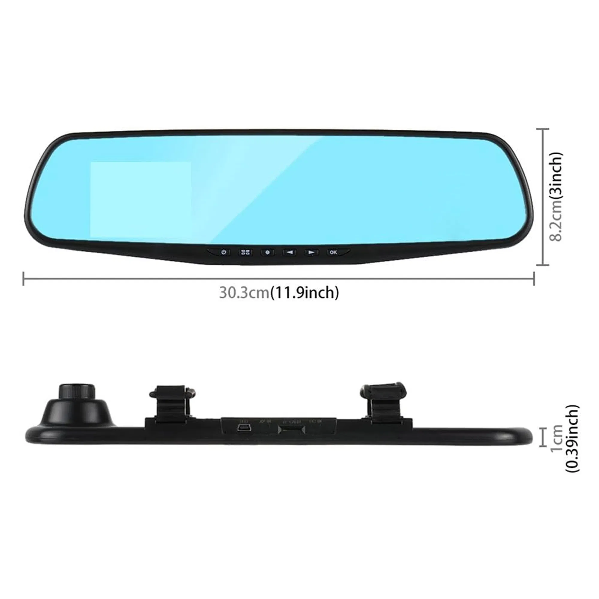 4.3 Inch 1080P Rearview Mirror Dual Dash Cam with Front and Rear Cameras