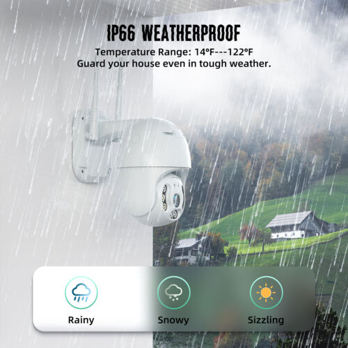 3MP 1296P WiFi Outdoor PTZ Security Camera with PIR Motion and Night Vision