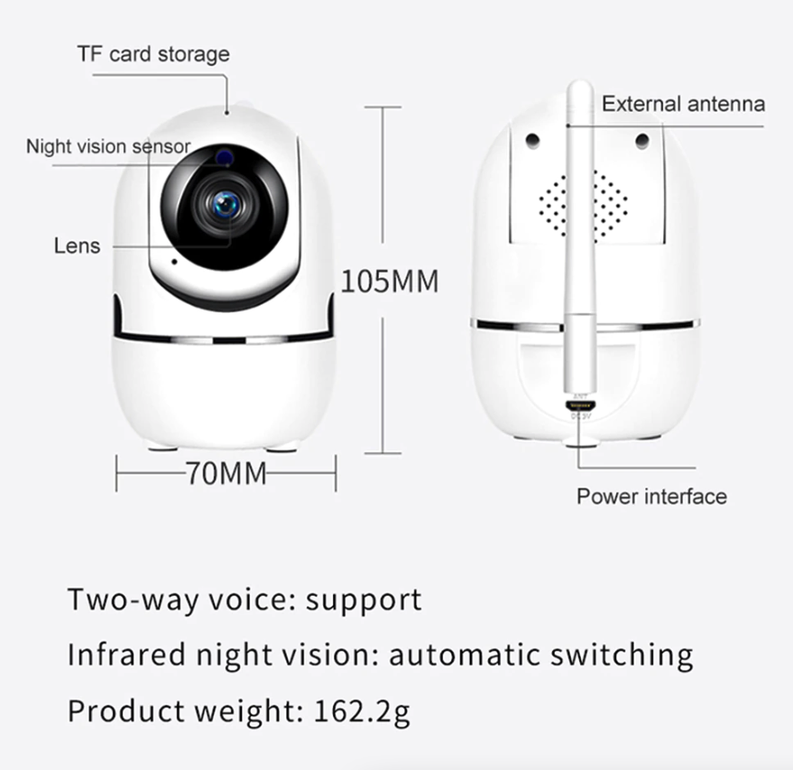 1080P WiFi Indoor Security Camera with Pan Tilt Night Vision and Two-Way Audio