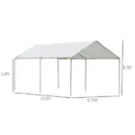 Outsunny 9.6 x 19.5 Ft Heavy Duty Carport Canopy with PE Cover - Image 3