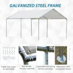 Outsunny 9.6 x 19.5 Ft Heavy Duty Carport Canopy with PE Cover - Image 5