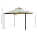 10x10 Beige Steel Gazebo Polyester Curtains Vented Roof Mosquito Netting - Image 3