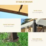 10x10 Beige Steel Gazebo Polyester Curtains Vented Roof Mosquito Netting - Image 6