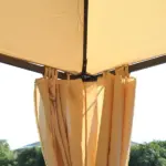 10x10 Beige Steel Gazebo Polyester Curtains Vented Roof Mosquito Netting - Image 8