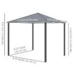 10'x10' Covered Gazebo, Outdoor Patio Gazebo with Mesh Sidewalls and Privacy Curtains, Canopy Pergolas in Black - Image 3