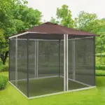 Outsunny 10x10 Gazebo with Netting, Canopy Tents with Zippers, black rings, high-quality polyester, Washable, (Sidewall Only) Black - Image 2
