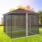 Outsunny 10x10 Gazebo with Netting, Canopy Tents with Zippers, black rings, high-quality polyester, Washable, (Sidewall Only) Black - Image 10