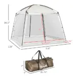 Outsunny 10'x10' Mesh Tent with 2 Doors Carry Bag and Breathable Walls, UV50+ Protection Screen House, Easy Setup and Pack, White - Image 3