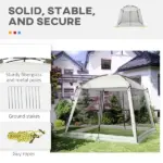 Outsunny 10'x10' Mesh Tent with 2 Doors Carry Bag and Breathable Walls, UV50+ Protection Screen House, Easy Setup and Pack, White - Image 6