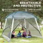 Outsunny 10'x10' Mesh Tent with 2 Doors Carry Bag and Breathable Walls, UV50+ Protection Screen House, Easy Setup and Pack, White - Image 7