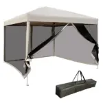 10x10 Pop Up Canopy Tent, Mesh Sidewalls, Adjustable Height, Carry Bag Included - Garden Patio Shade, Easy Setup