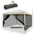 10x10 Pop Up Canopy Tent, Mesh Sidewalls, Adjustable Height, Carry Bag Included - Garden Patio Shade, Easy Setup - Image 3