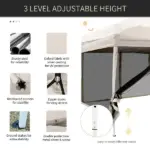 10x10 Pop Up Canopy Tent, Mesh Sidewalls, Adjustable Height, Carry Bag Included - Garden Patio Shade, Easy Setup - Image 6