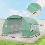 Outsunny 10'x11'x6' Walk-in Tunnel Greenhouse with Shelves, Mesh Door and Windows, Hoop House Greenhouse with PE Cover, Green - Image 3
