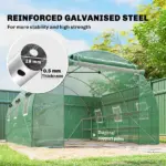 Outsunny 10'x11'x6' Walk-in Tunnel Greenhouse with Shelves, Mesh Door and Windows, Hoop House Greenhouse with PE Cover, Green - Image 5