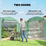 Outsunny 10'x11'x6' Walk-in Tunnel Greenhouse with Shelves, Mesh Door and Windows, Hoop House Greenhouse with PE Cover, Green - Image 7